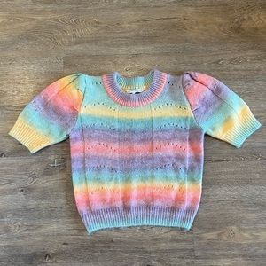 English Factory rainbow short sleeve knit sweater for spring, size small